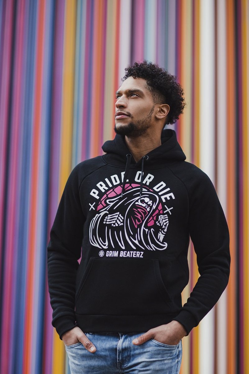 PRIDE OR DIE GRIM Beaterz hoodie-Black